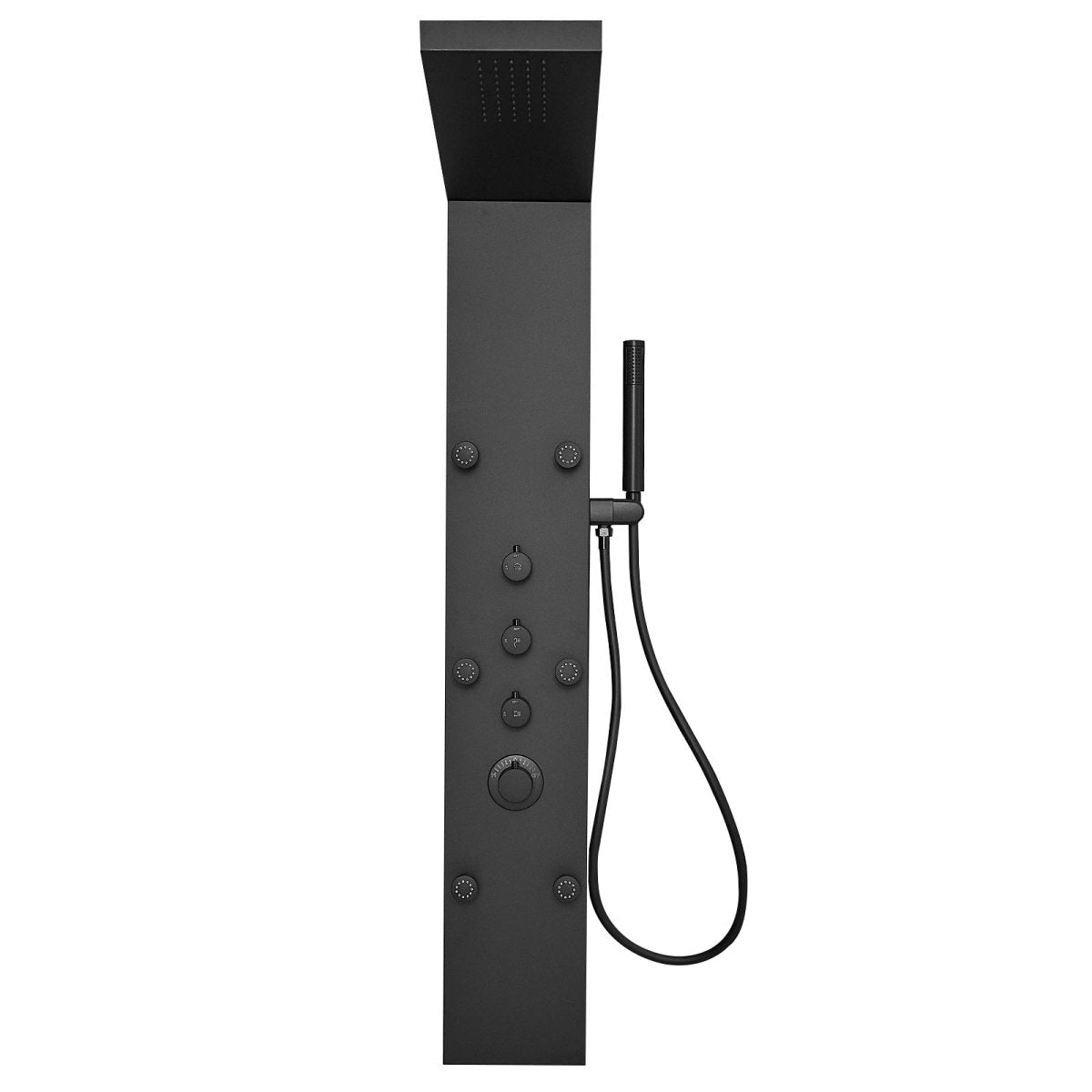 6-Jet Rainfall Shower Panel System in Stainless Steel Black - buyfaucet.com