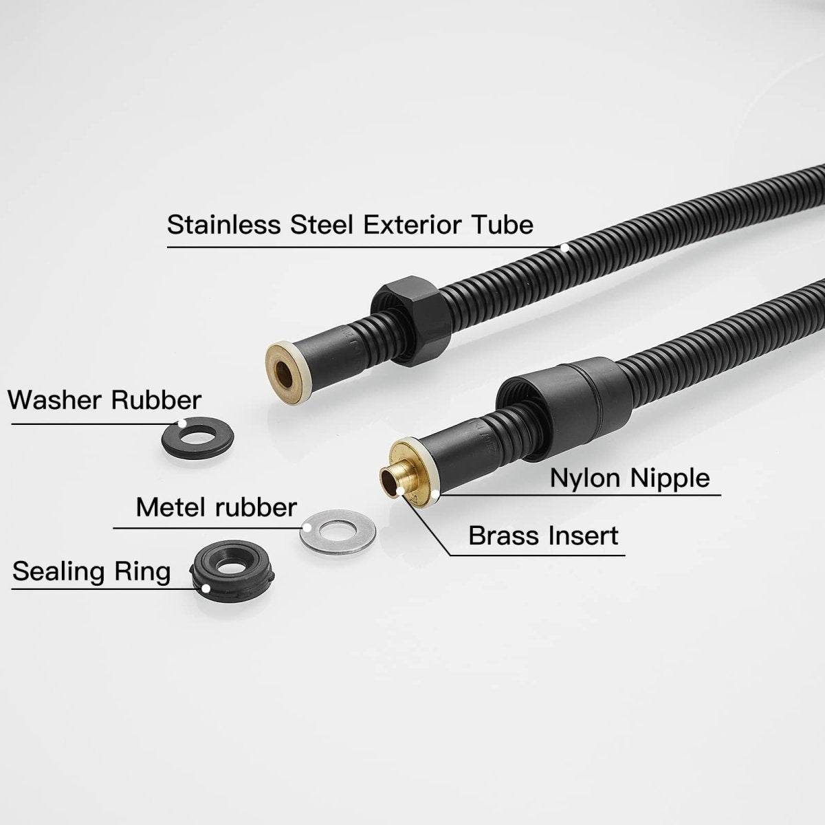 71 Inches Flexible Handheld Shower Head Hose Matte Black - buyfaucet.com