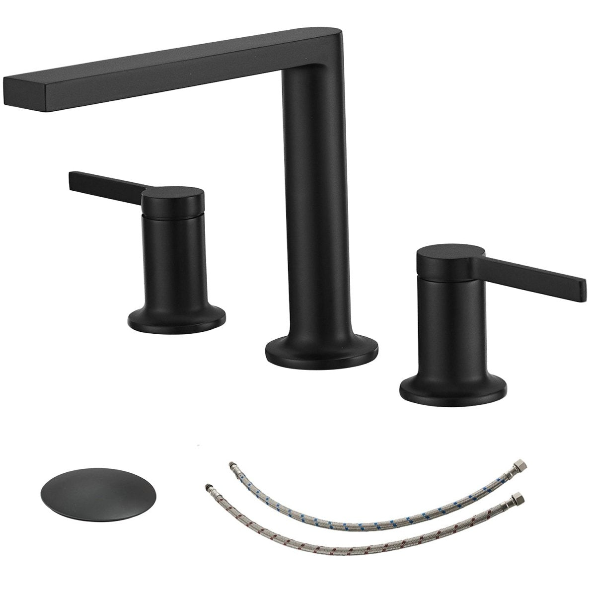 8" Double-Handle Bathroom Faucet with Pop-up Drain Black - buyfaucet.com