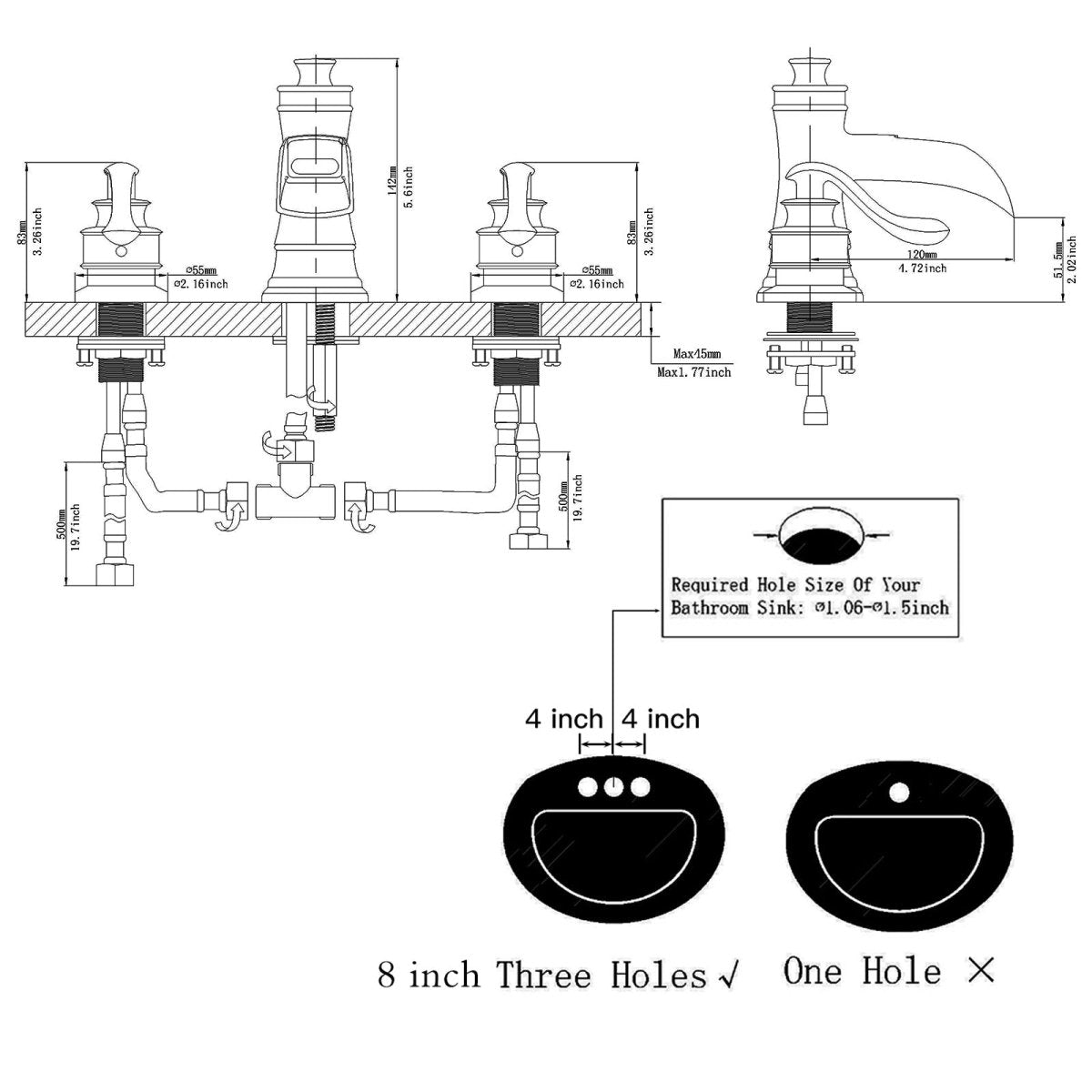 8 in 2-Handle Bathroom Faucet Oil Rubbed Bronze - buyfaucet.com
