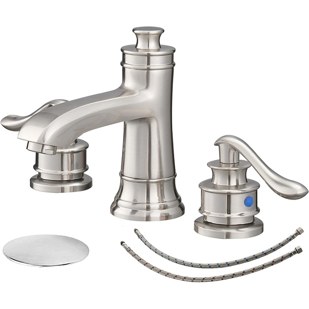 8 in 2-Handle Bathroom Faucet with Drain Brushed Nickel - buyfaucet.com