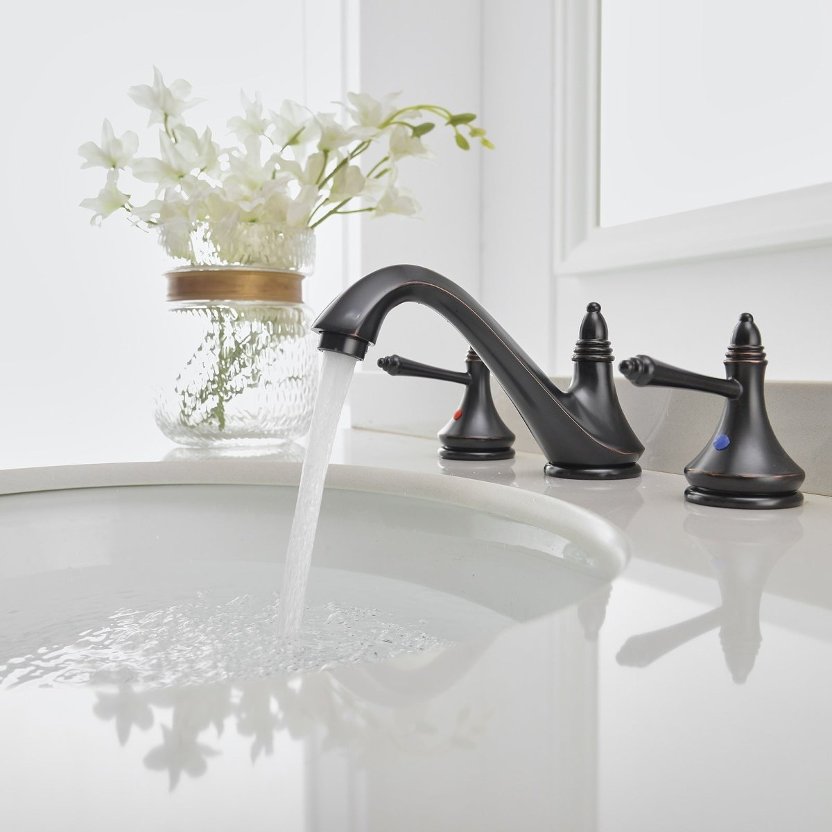 8 in 2 Handle Bathroom Faucet With Drain Oil Rubbed Bronze - buyfaucet.com