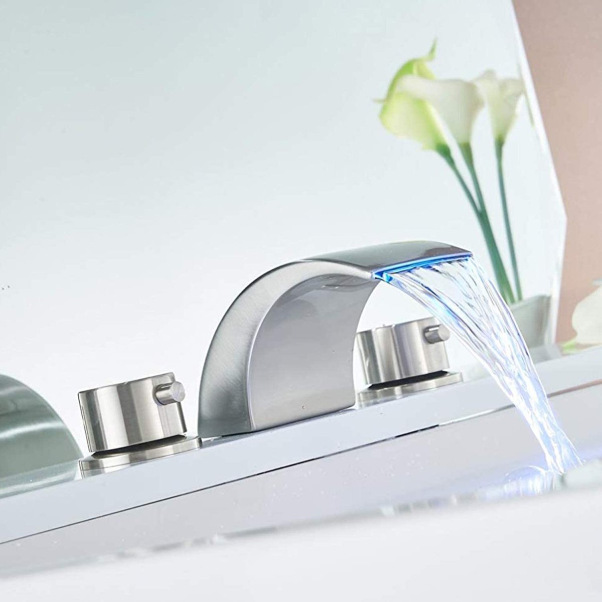 8 in 2-Handle Bathroom Faucet With Led Light Brushed Nickel-1 - buyfaucet.com