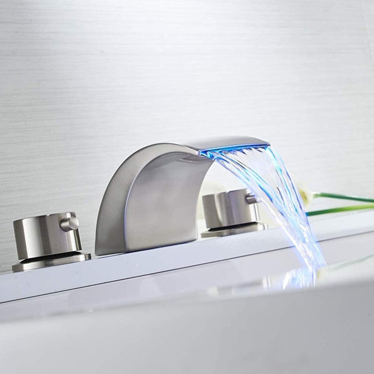 8 in 2-Handle Bathroom Faucet With Led Light Brushed Nickel-1 - buyfaucet.com