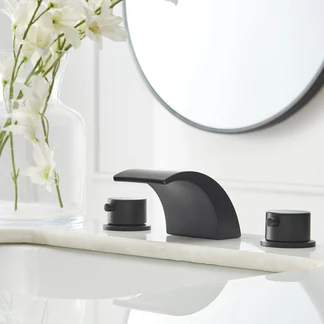 8 in 2-Handle Bathroom Faucet With Led Light Matte Black-1 - buyfaucet.com