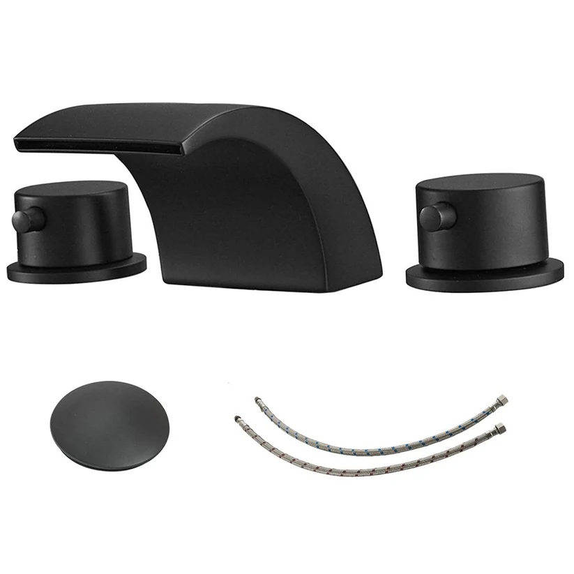 8 in 2-Handle Bathroom Faucet With Led Light Matte Black-1 - buyfaucet.com