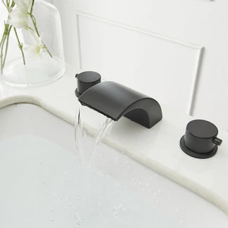 8 in 2-Handle Bathroom Faucet With Led Light Matte Black-1 - buyfaucet.com