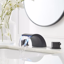 8 in 2-Handle Bathroom Faucet With Led Light Matte Black - buyfaucet.com