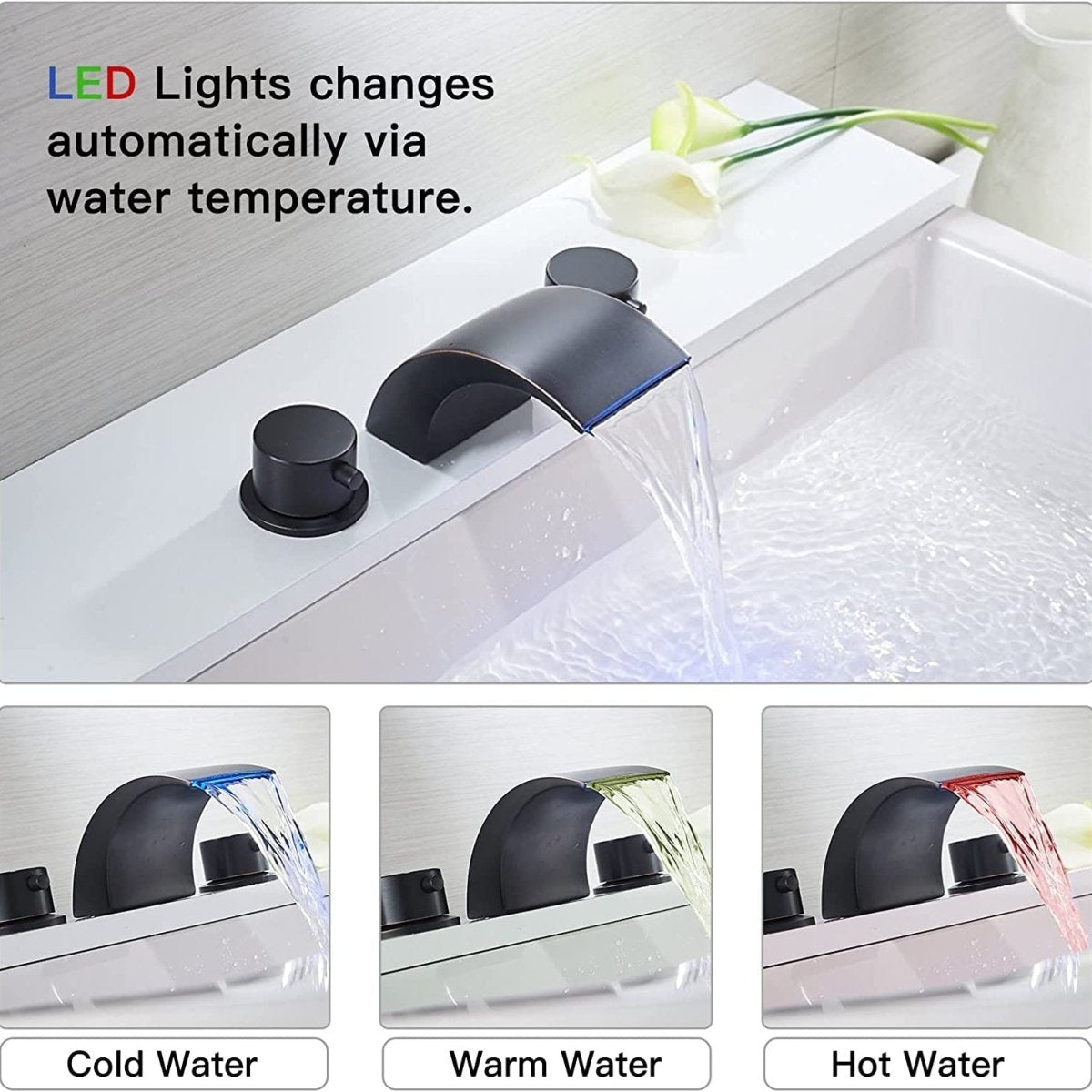 8 in 2-Handle Bathroom Faucet With Led Oil Rubbed Bronze - buyfaucet.com