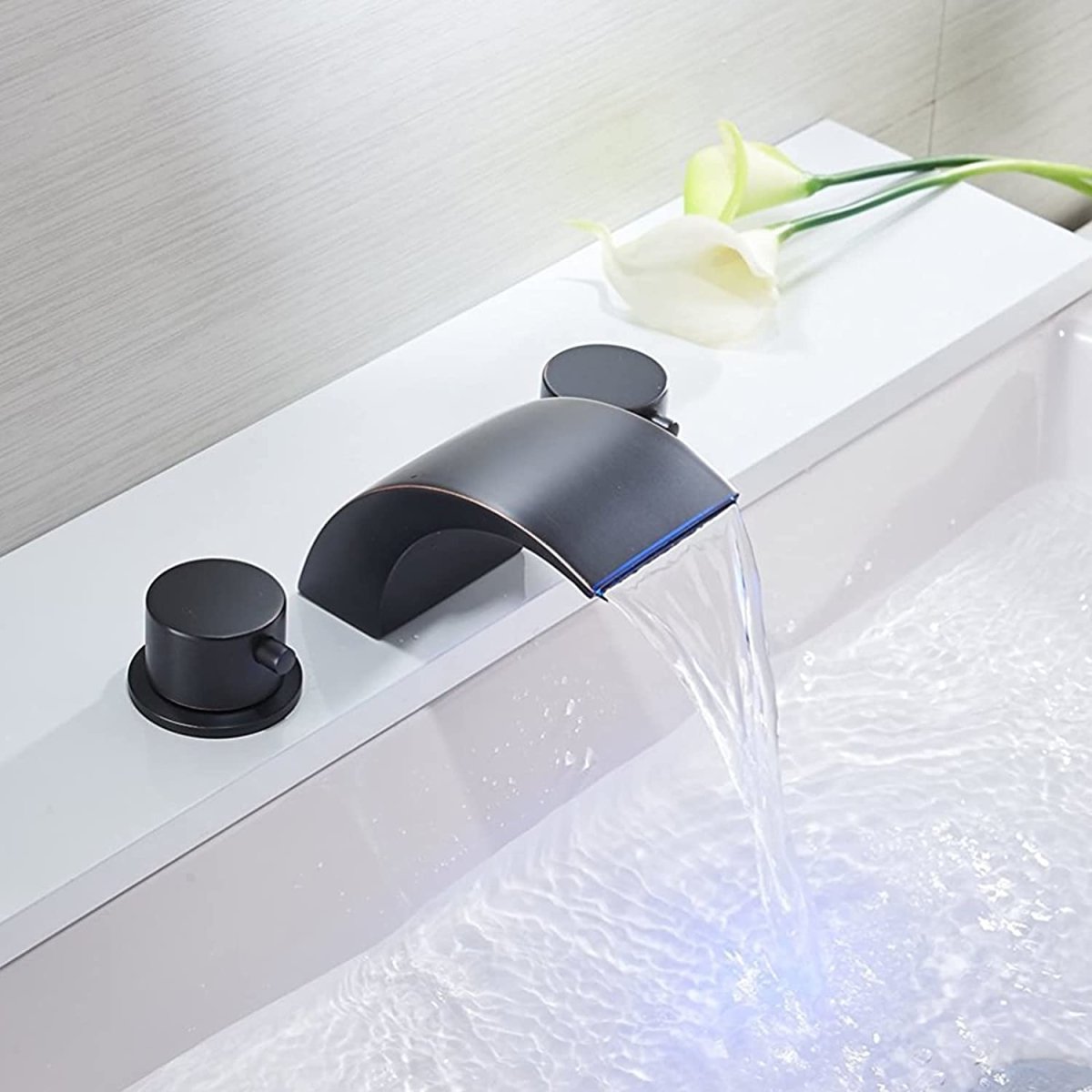 8 in 2-Handle Bathroom Faucet With Led Oil Rubbed Bronze - buyfaucet.com