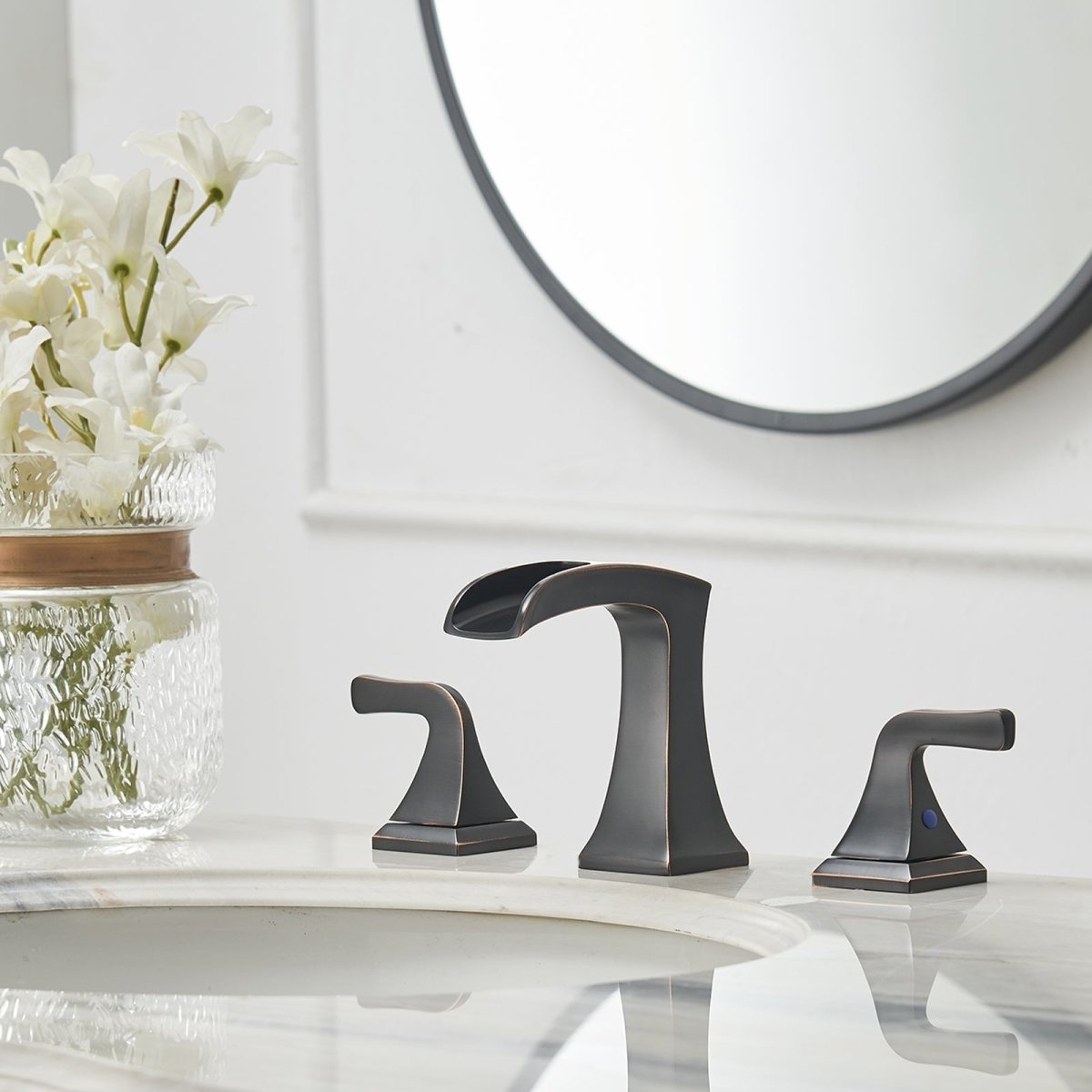 8 in 2-Handle Waterfall Bathroom Faucet Oil Rubbed Bronze - buyfaucet.com