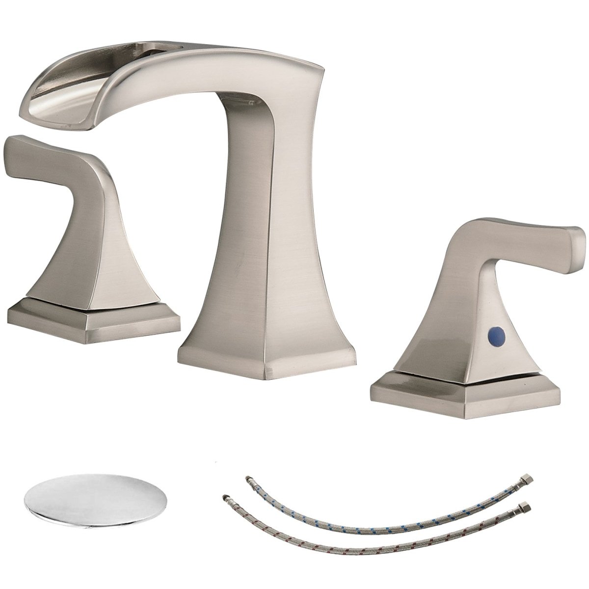 8 in 2-Handle Waterfall Bathroom Sink Faucet Brushed Nickel - buyfaucet.com