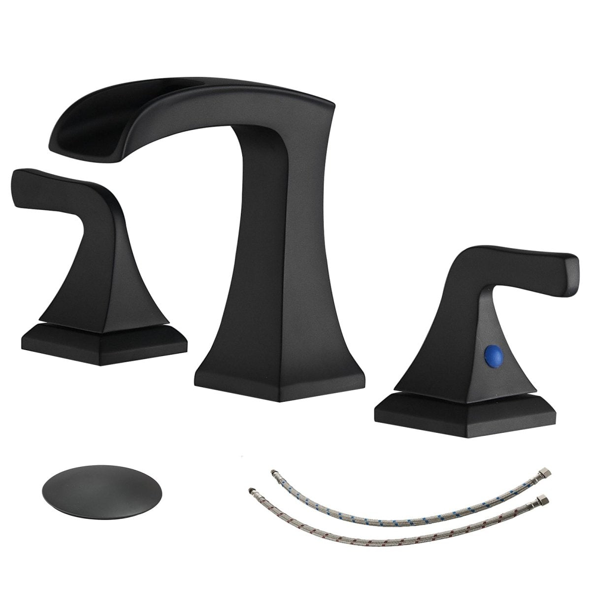 8 in 2-Handle Waterfall Bathroom Sink Faucet in Matte Black - buyfaucet.com