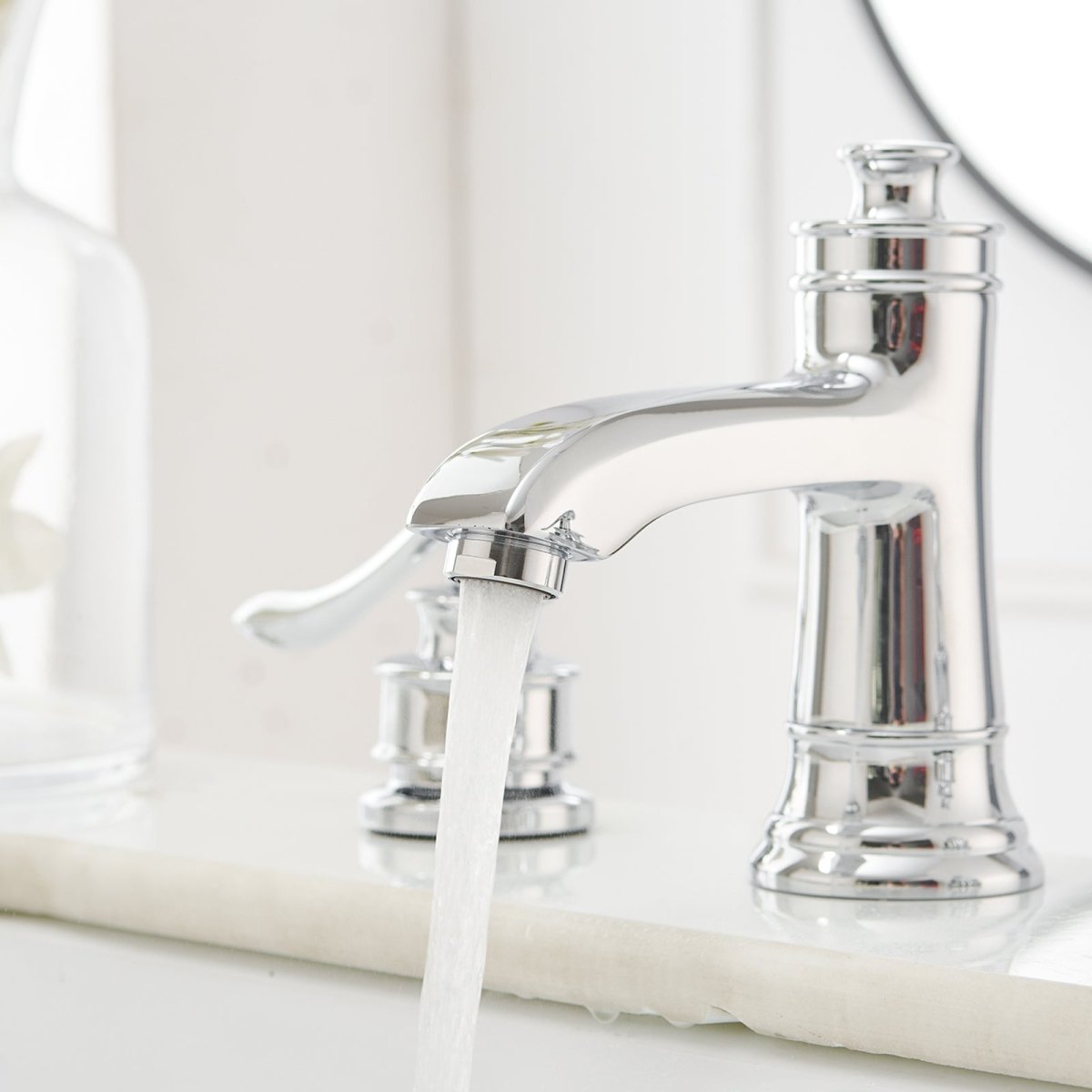 8 in Double Handle Bathroom Faucet with Drain Chrome - buyfaucet.com