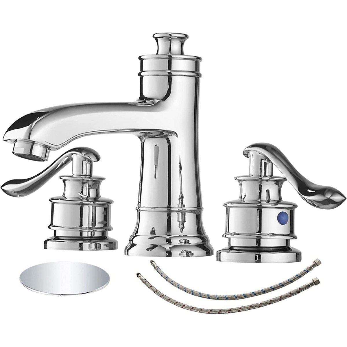 8 in Double Handle Bathroom Faucet with Drain Chrome - buyfaucet.com