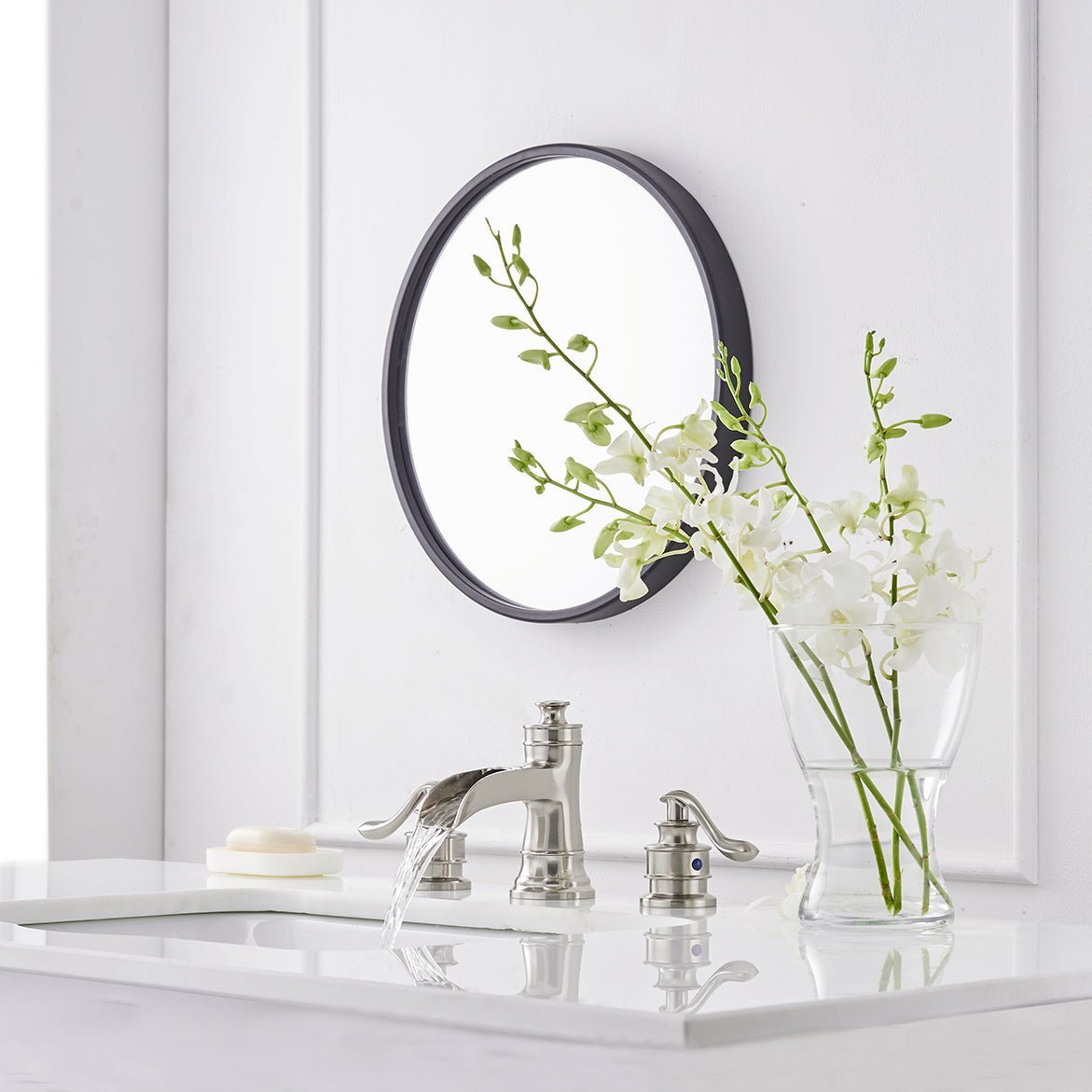 8 in Double Handle Waterfall Bathroom Faucet Brushed Nickel-1 - buyfaucet.com