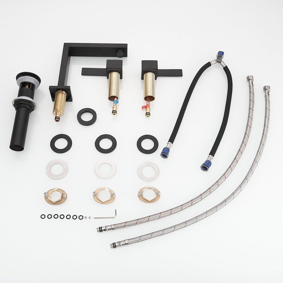 8 in. Water-Saving with Drain Kit Bathroom Faucet Matte Black - buyfaucet.com
