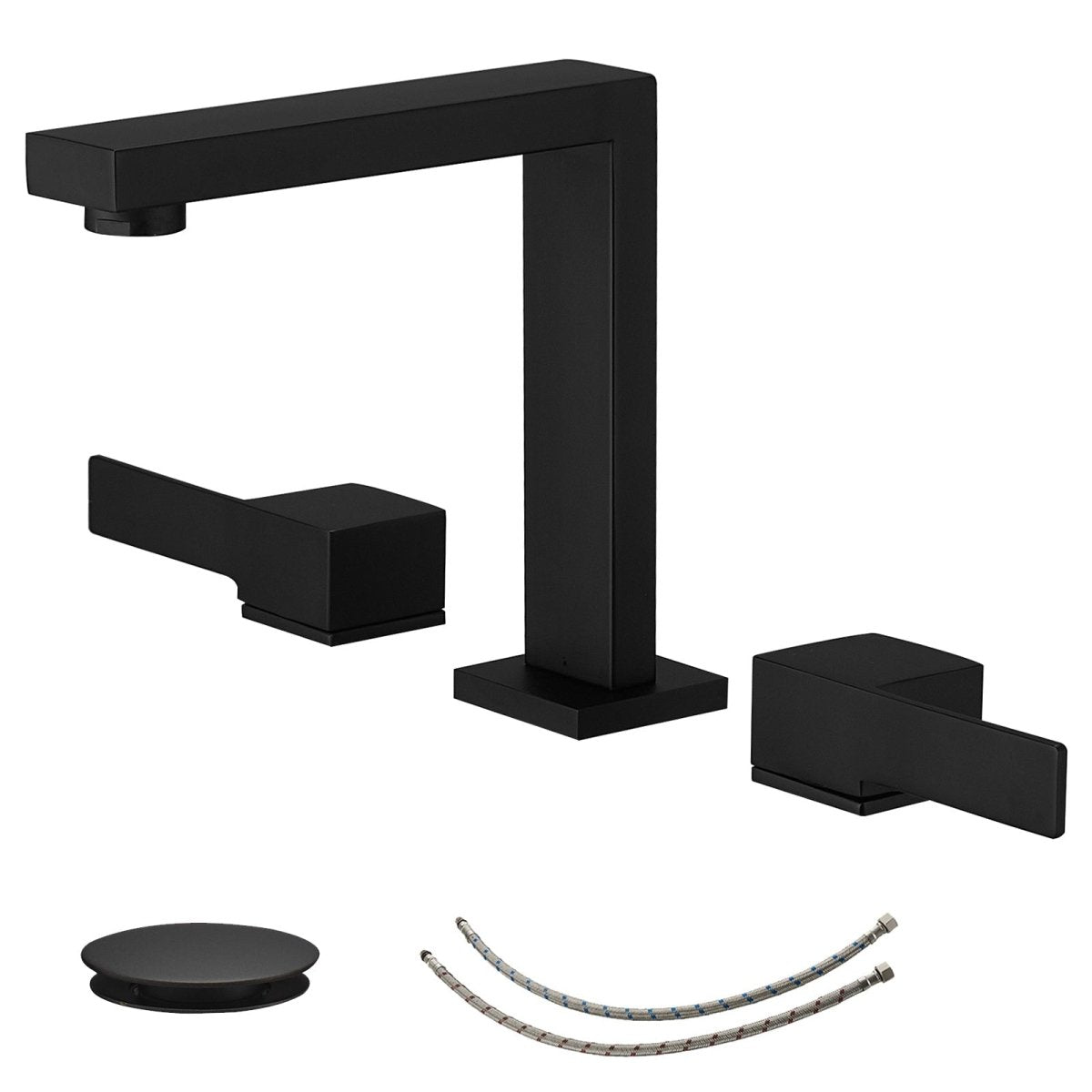 8 in. Water-Saving with Drain Kit Bathroom Faucet Matte Black - buyfaucet.com