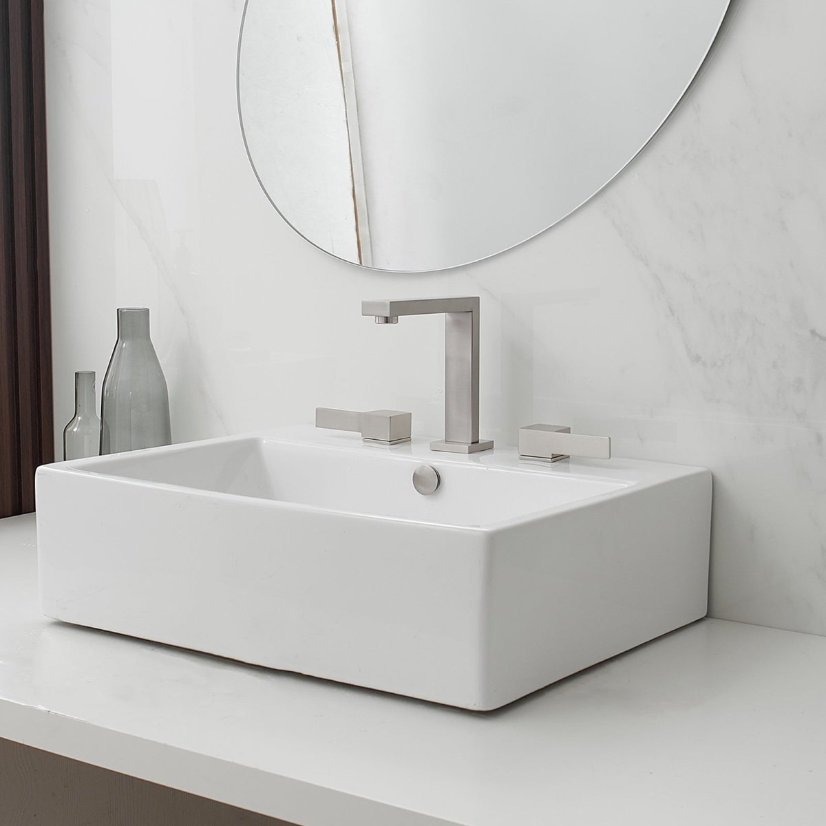 8 in. Water-Saving with Drain Kit Bathroom Faucet Nickel - buyfaucet.com