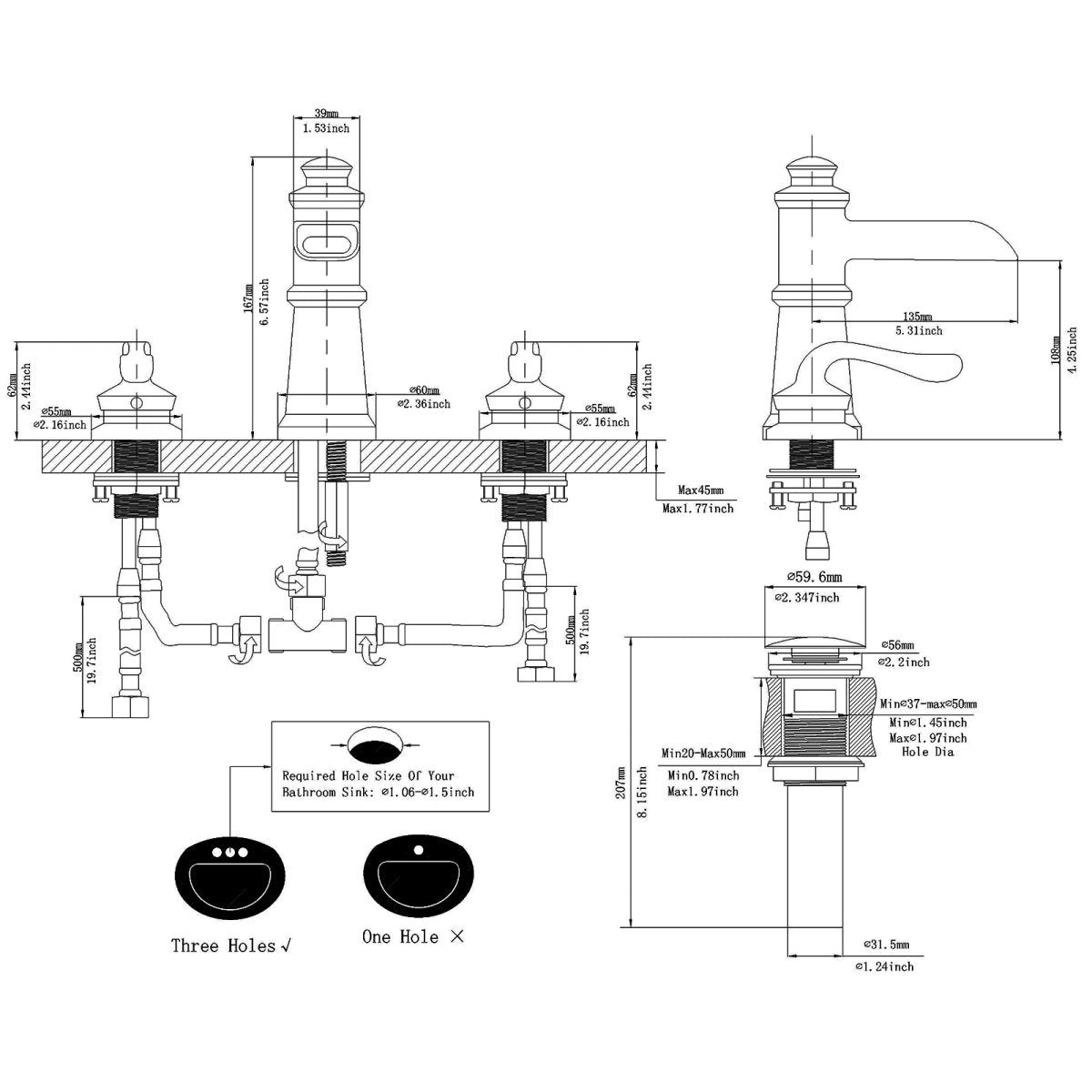 8 in Waterfall 2-Handle Bathroom Faucet Black-1 - buyfaucet.com