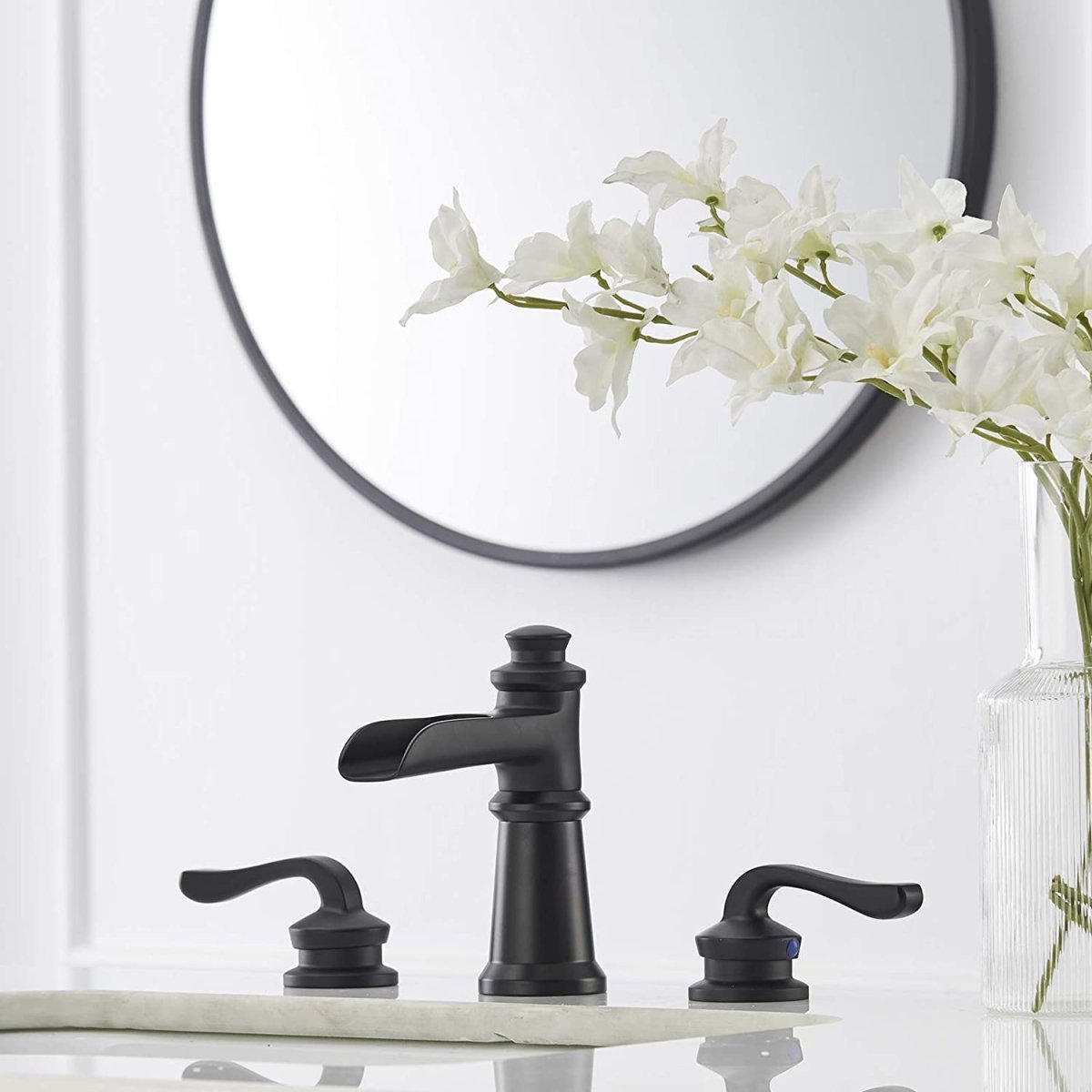 8 in Waterfall 2-Handle Bathroom Faucet Black-1 - buyfaucet.com