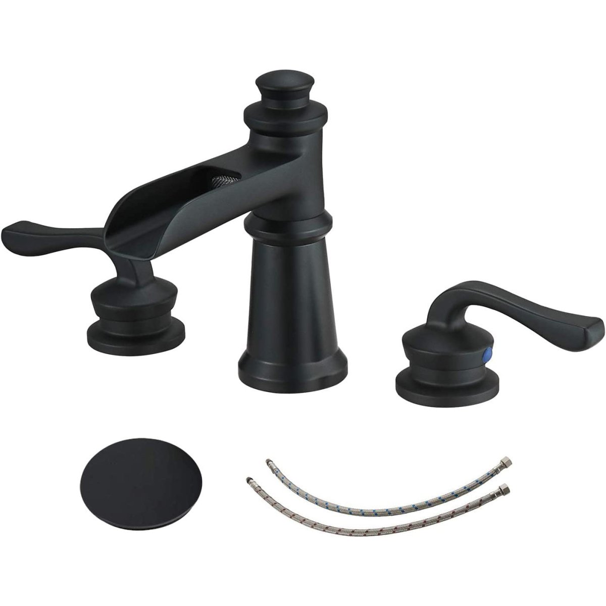 8 in Waterfall 2-Handle Bathroom Faucet Black-1 - buyfaucet.com