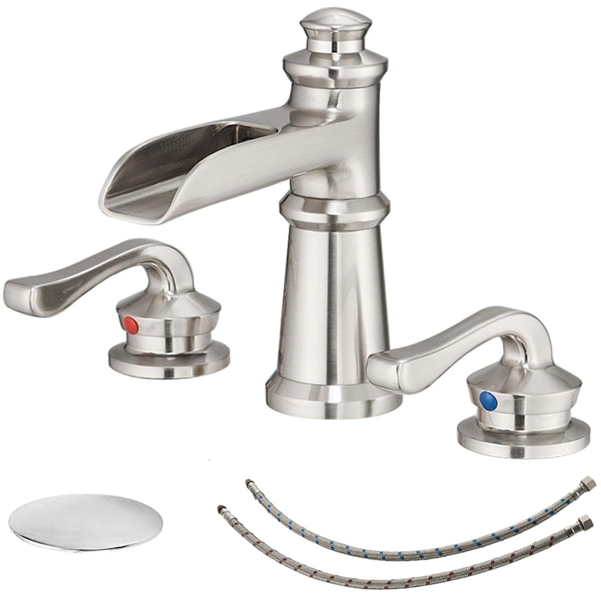 8 in Waterfall 2-Handle Bathroom Faucet Brushed Nickel-1 - buyfaucet.com