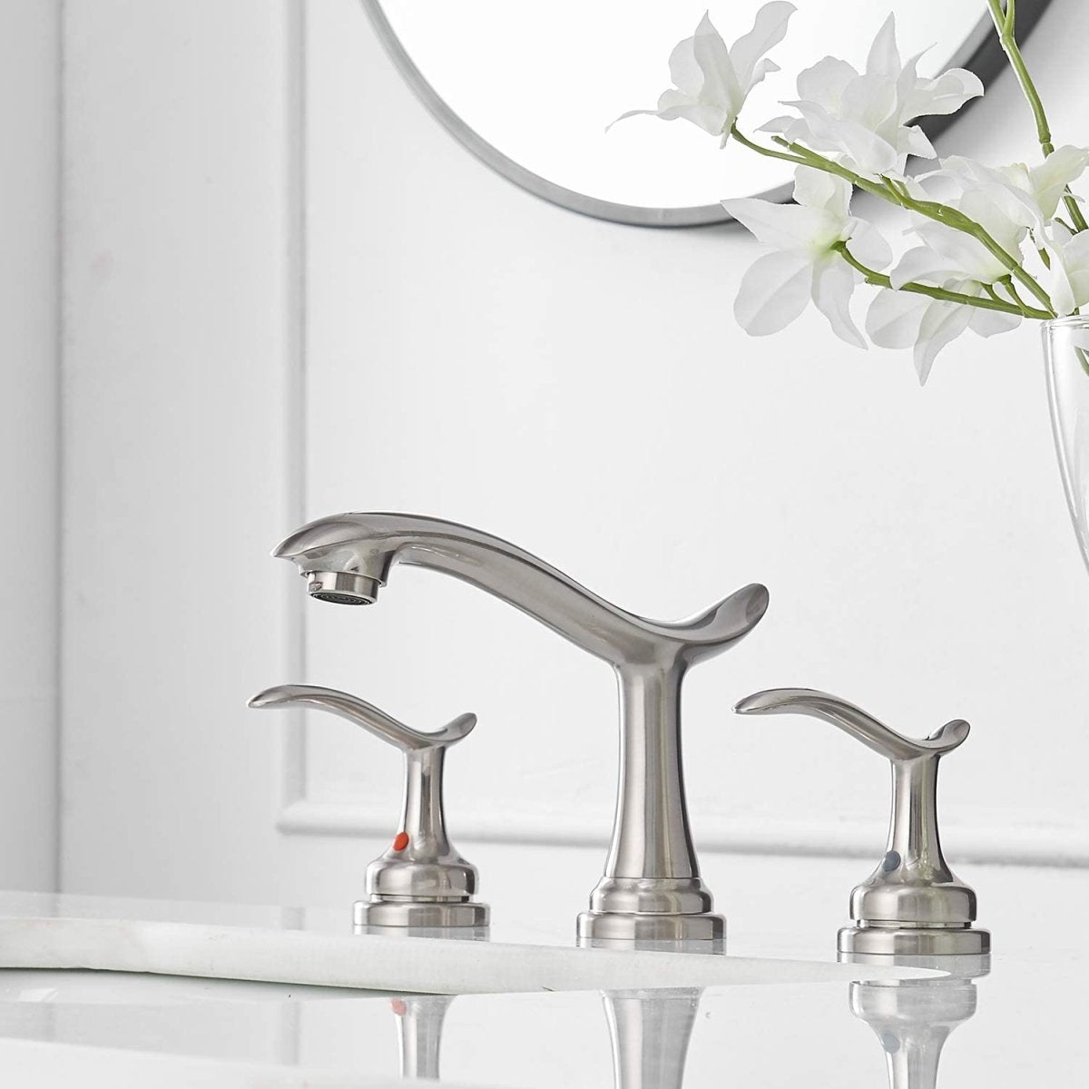 8 in Waterfall 2-Handle Bathroom Faucet Brushed Nickel - buyfaucet.com