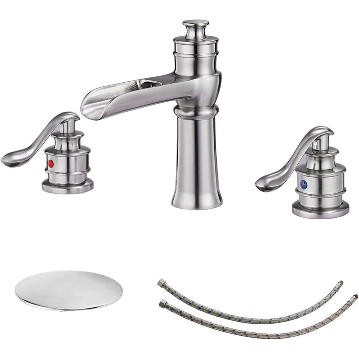 8 in Waterfall 2-Handle Bathroom Faucet Brushed Nickel - buyfaucet.com