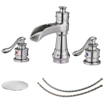 8 in Waterfall 2-Handle Bathroom Faucet Brushed Nickel - buyfaucet.com