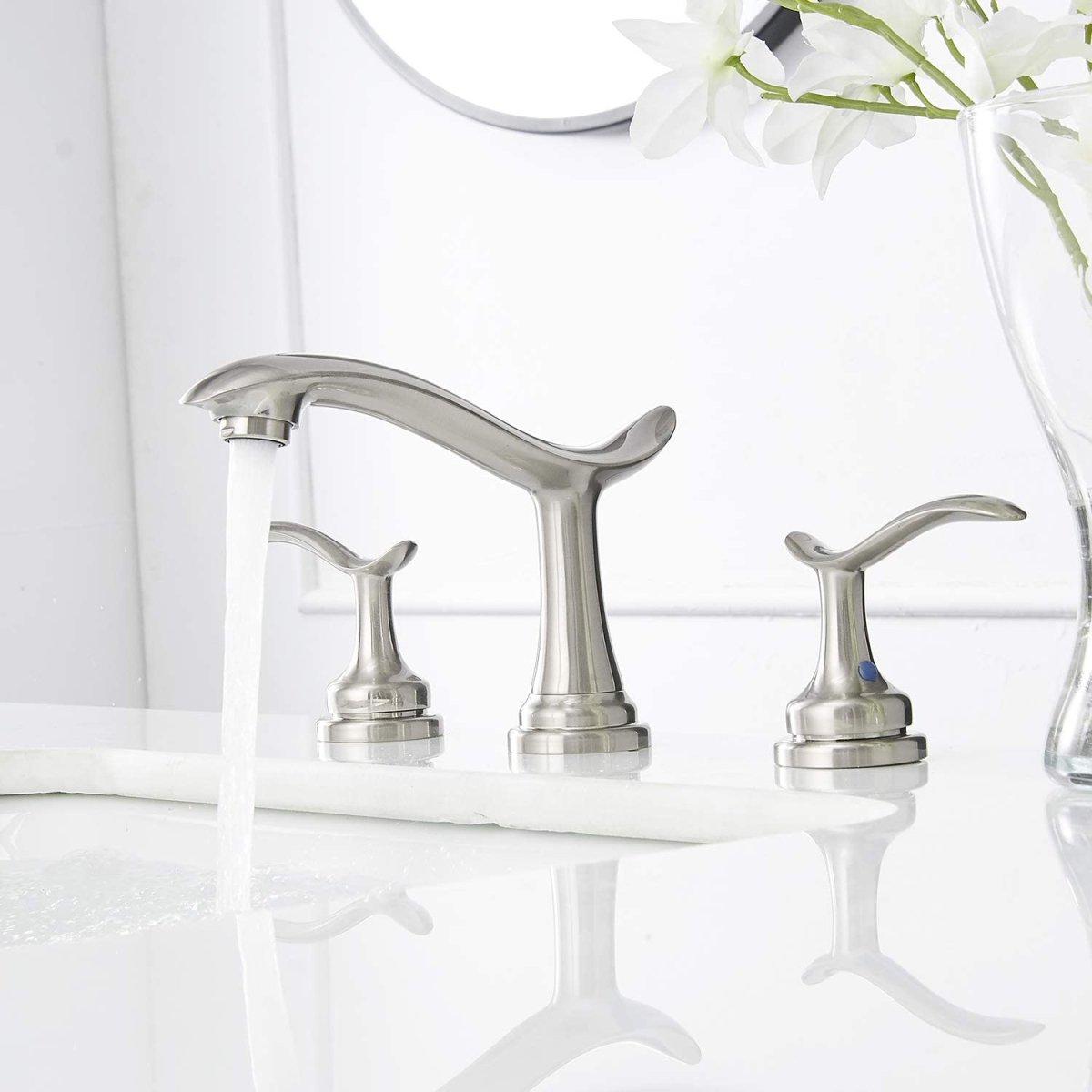 8 in Waterfall 2-Handle Bathroom Faucet Brushed Nickel - buyfaucet.com