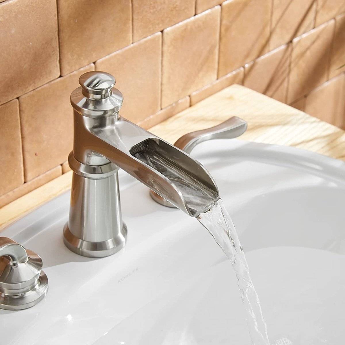 8 in Waterfall 2-Handle Bathroom Faucet Brushed Nickel - buyfaucet.com