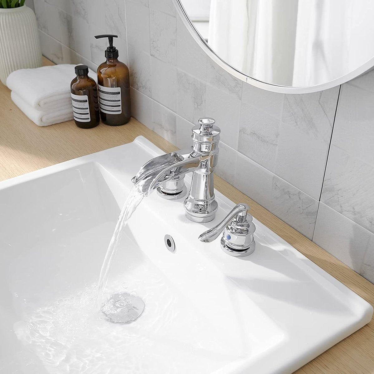 8 in Waterfall 2-Handle Bathroom Faucet Chrome - buyfaucet.com