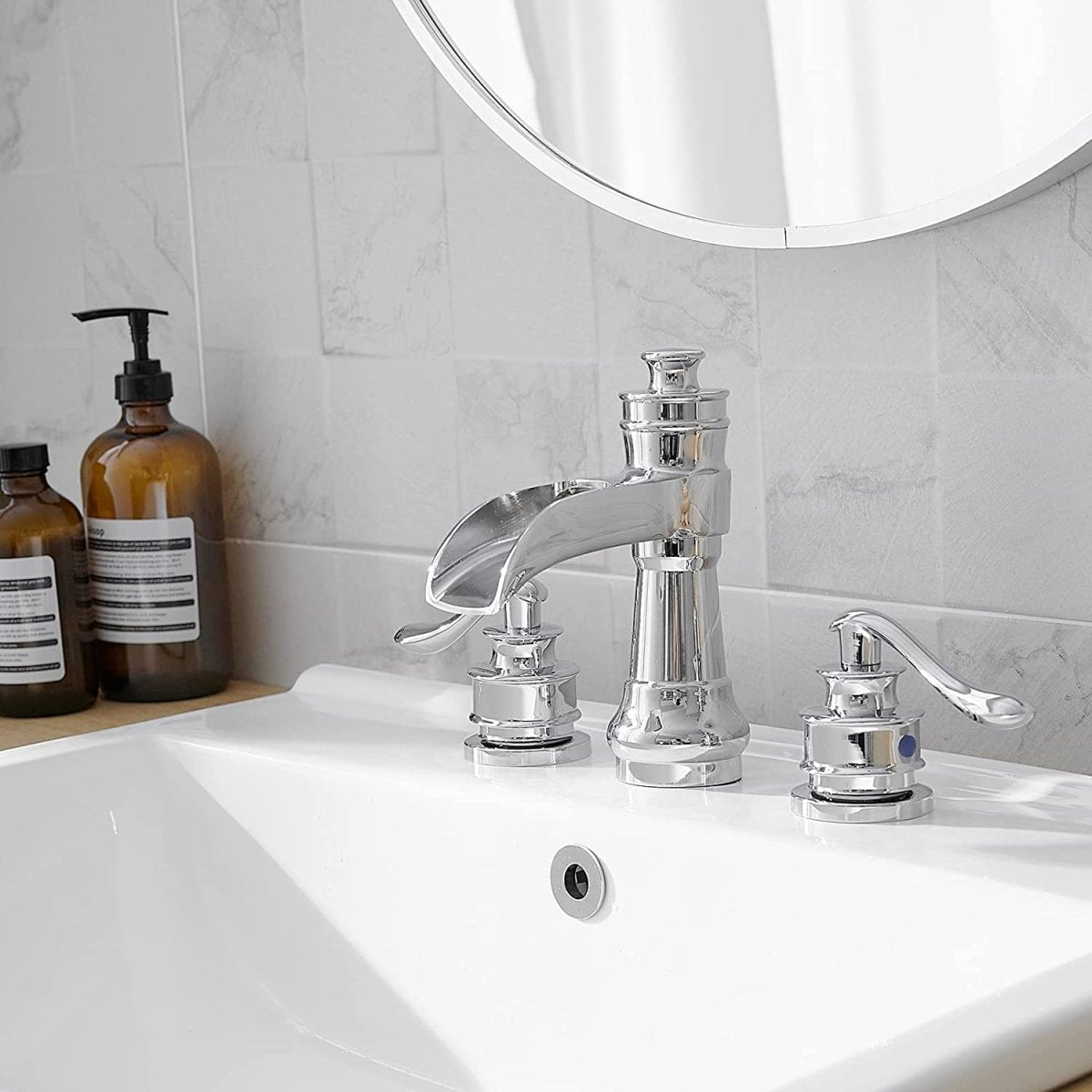 8 in Waterfall 2-Handle Bathroom Faucet Chrome - buyfaucet.com