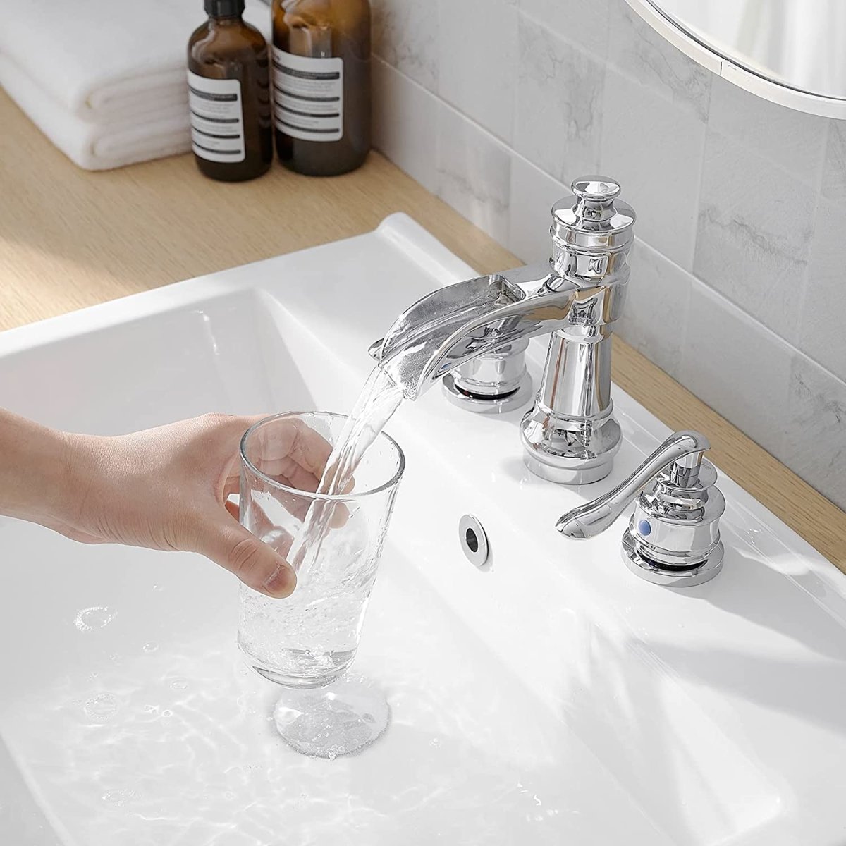 8 in Waterfall 2-Handle Bathroom Faucet Chrome - buyfaucet.com