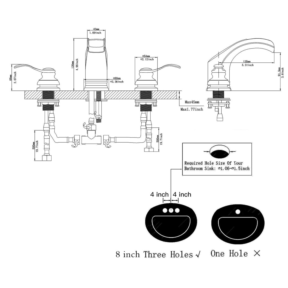 8 in Waterfall 2-Handle Bathroom Faucet In Brushed Nickel - buyfaucet.com