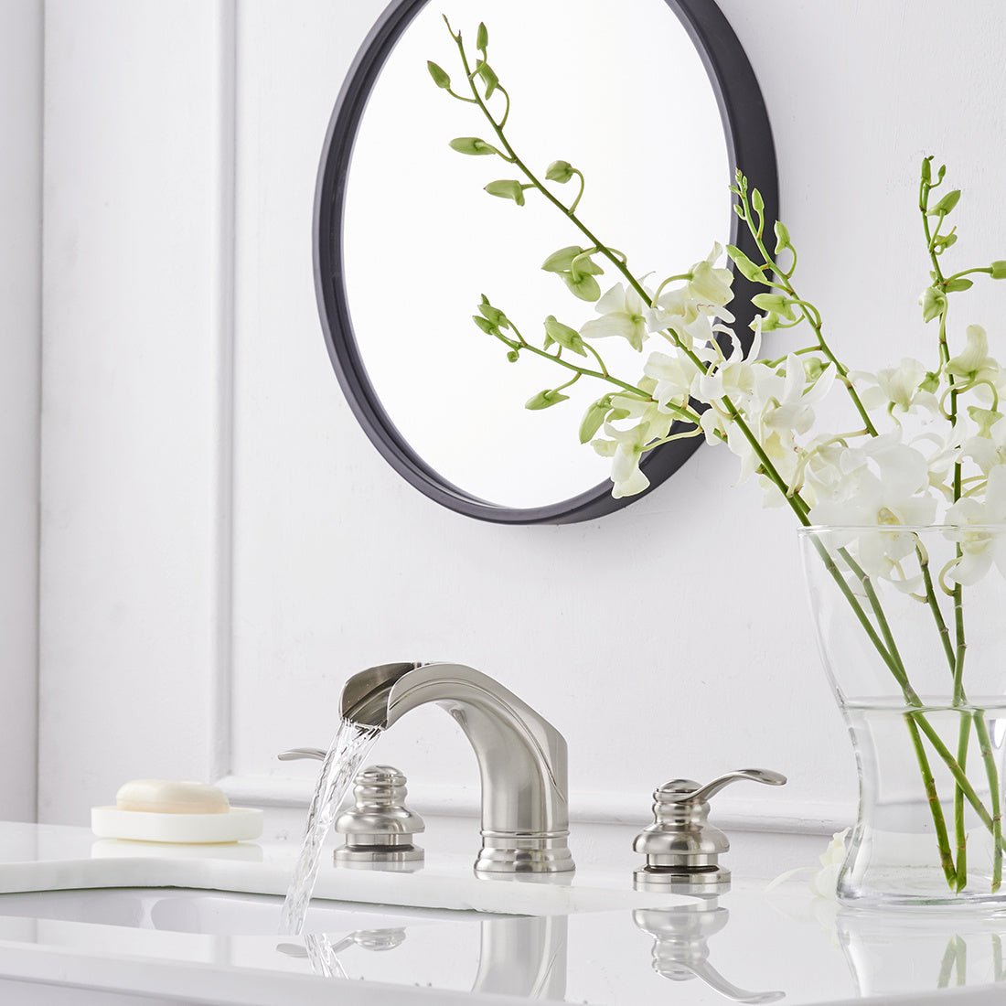 8 in Waterfall 2-Handle Bathroom Faucet In Brushed Nickel - buyfaucet.com