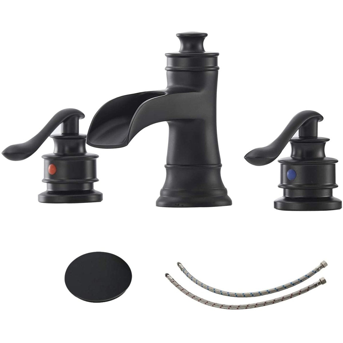 8 in Waterfall 2-Handle Bathroom Faucet Matte Black-1 - buyfaucet.com