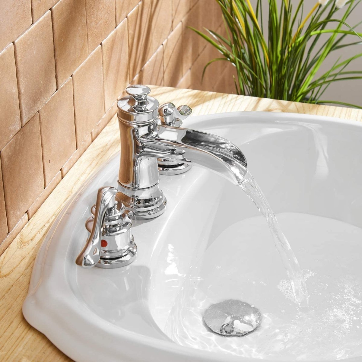 8 in Waterfall 2-Handle Bathroom Faucet Polished Chrome - buyfaucet.com