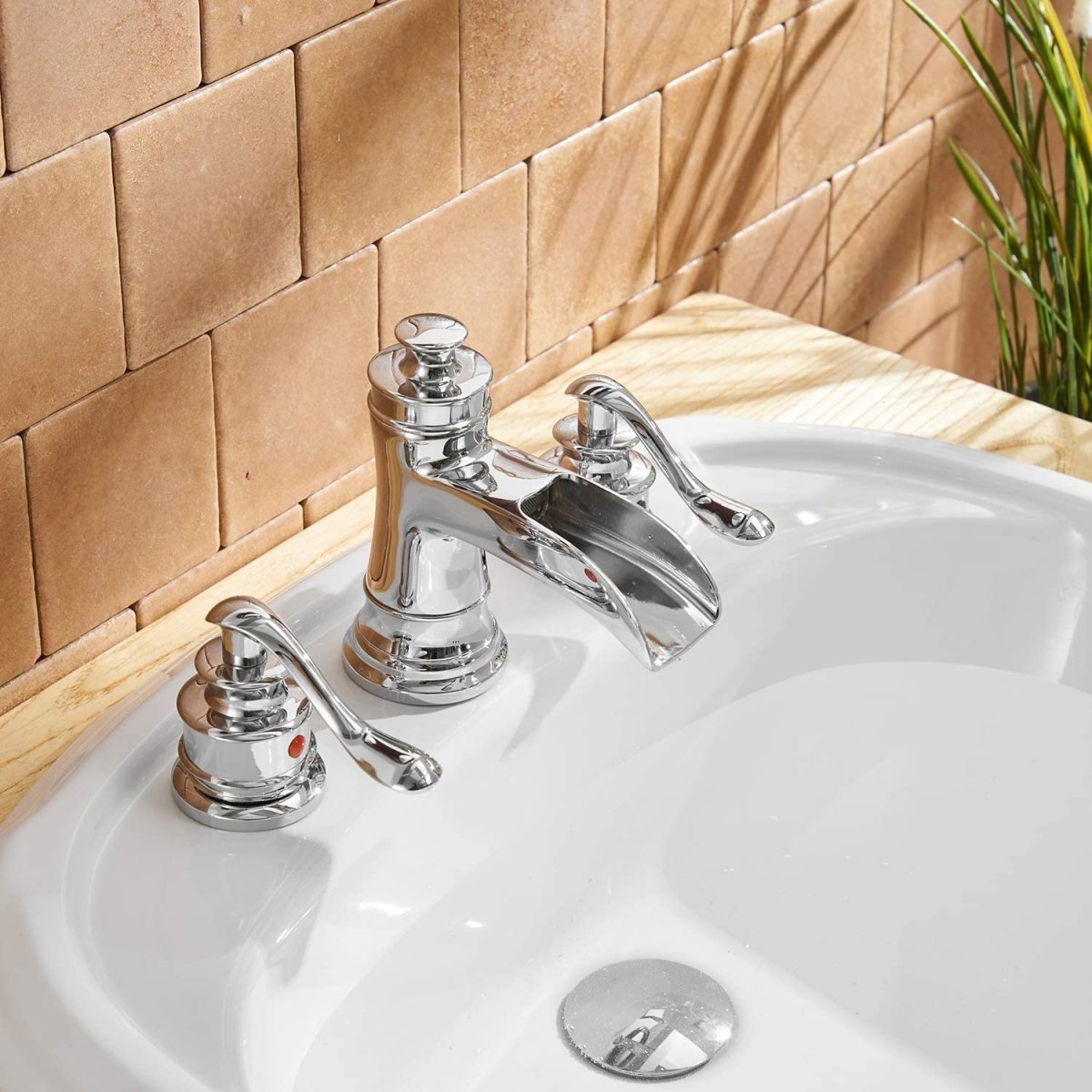 8 in Waterfall 2-Handle Bathroom Faucet Polished Chrome - buyfaucet.com