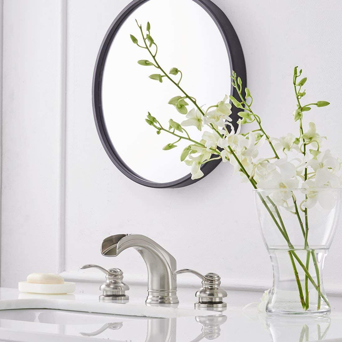 8 in Waterfall 2-Handle Bathroom Faucet With Drain Brushed - buyfaucet.com