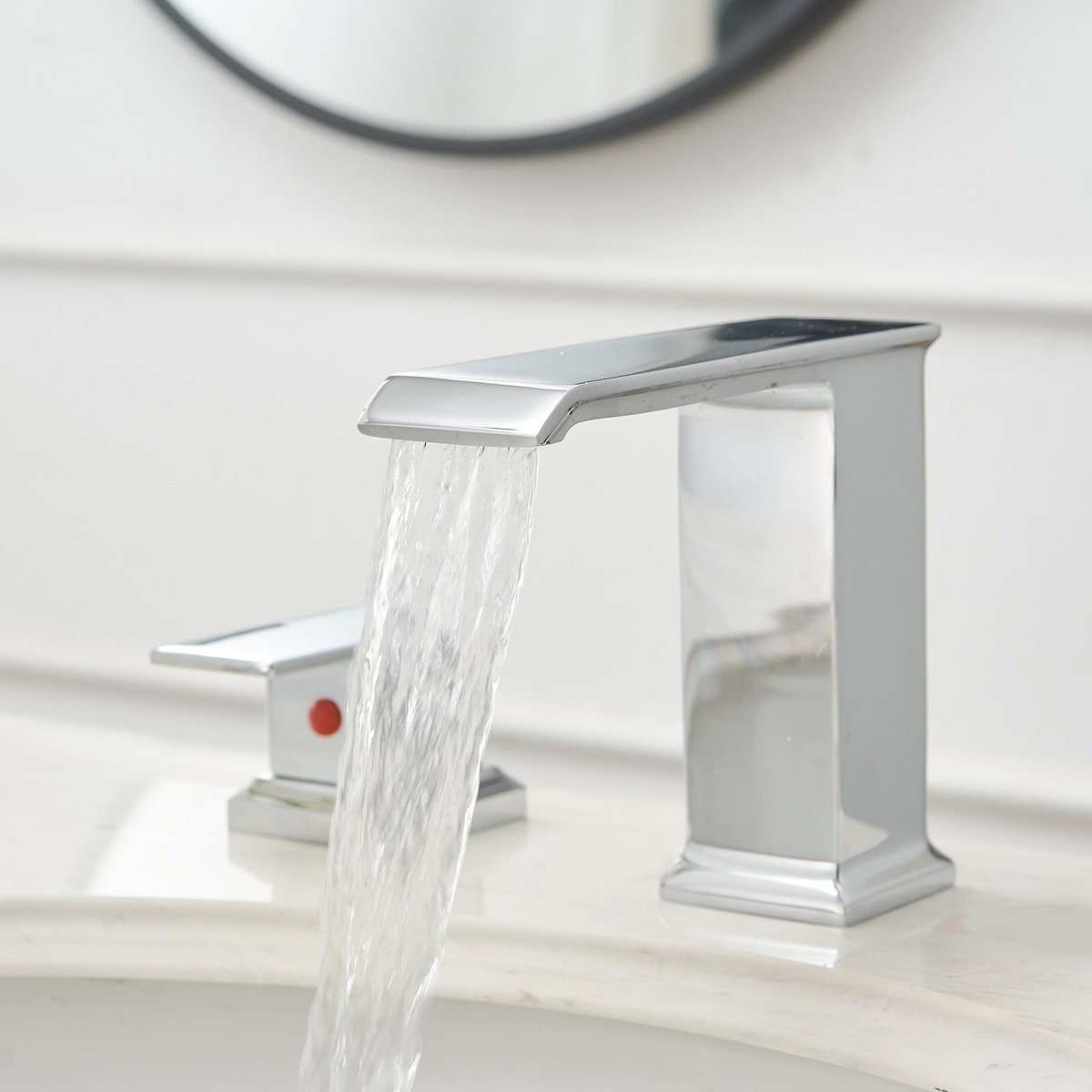 8 in Waterfall 2-Handle Bathroom Faucet with Drain Chrome - buyfaucet.com
