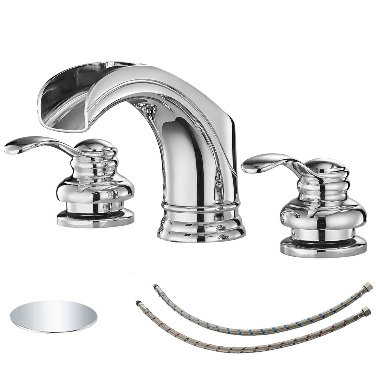 8 in Waterfall 2-Handle Bathroom Faucet with Drain Chrome - buyfaucet.com