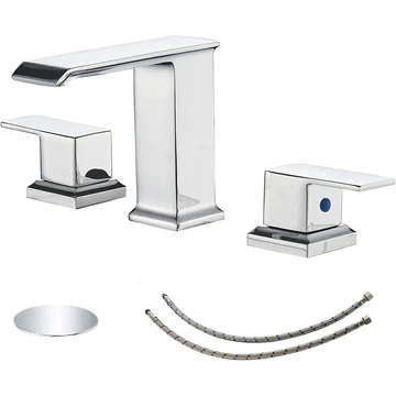 8 in Waterfall 2-Handle Bathroom Faucet with Drain Chrome - buyfaucet.com