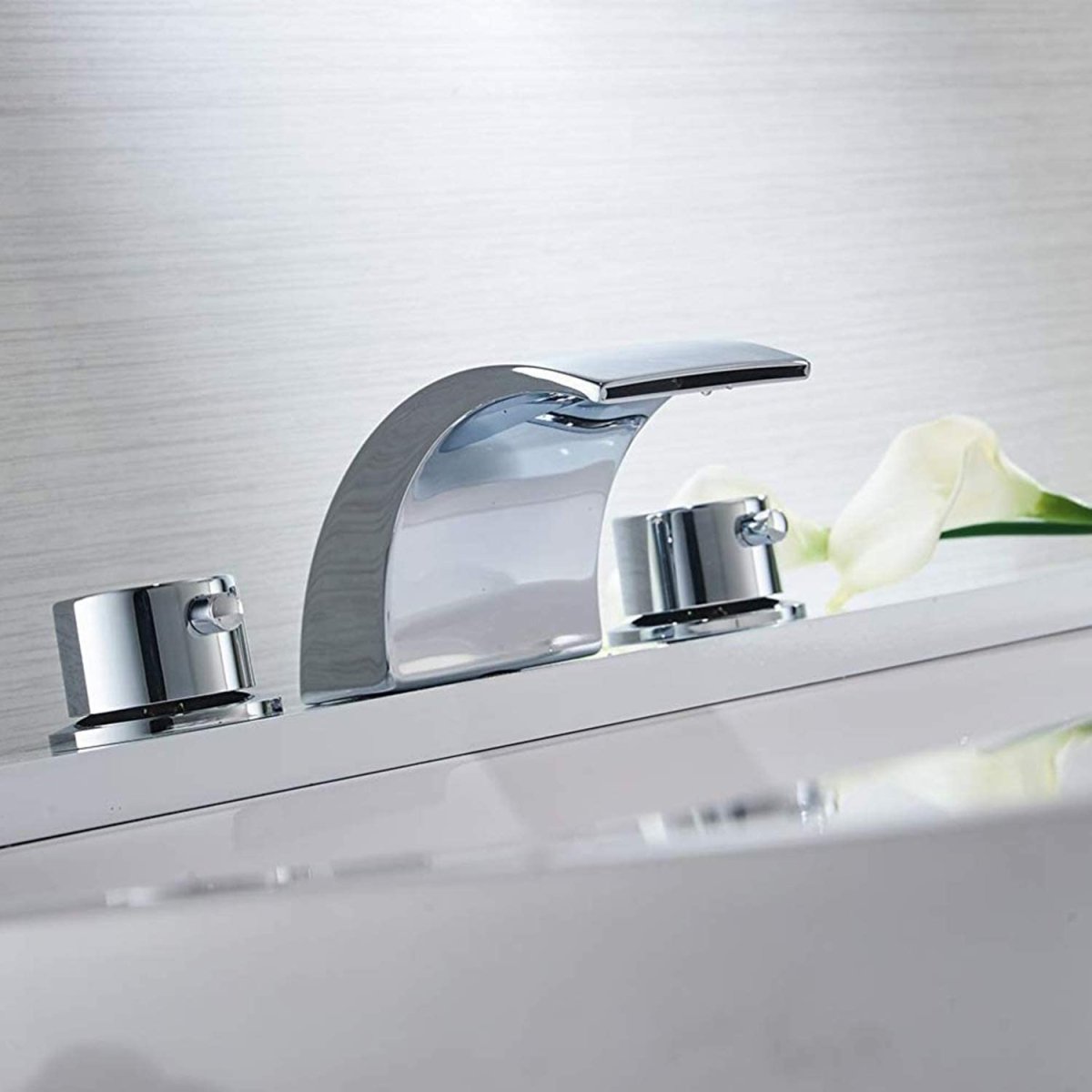 8 in Waterfall Bathroom Faucet With Led Light Chrome - buyfaucet.com
