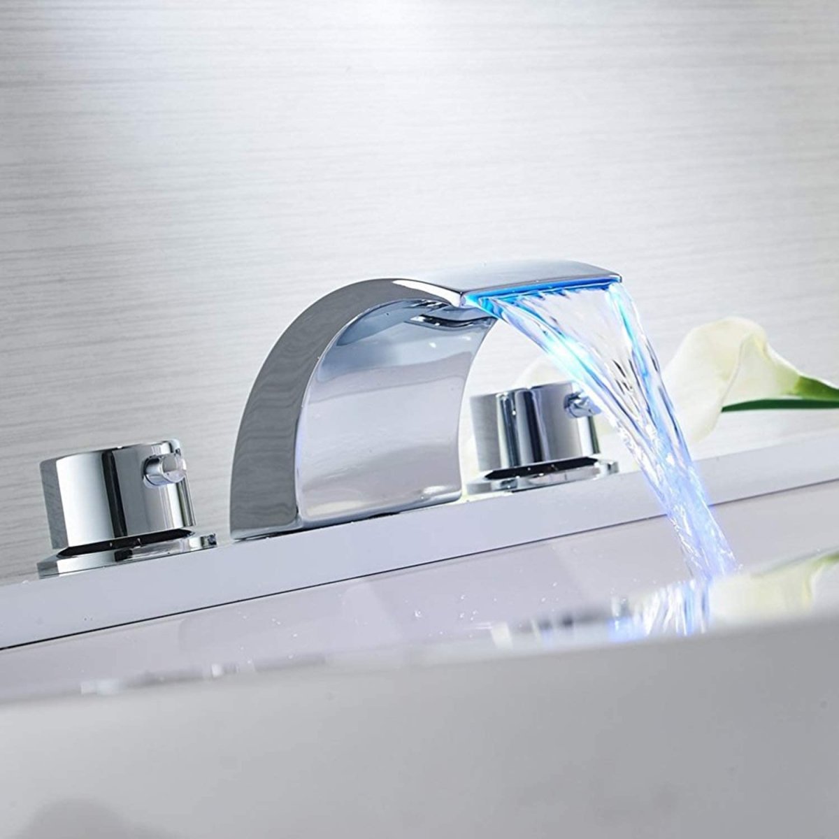 8 in Waterfall Bathroom Faucet With Led Light Chrome - buyfaucet.com