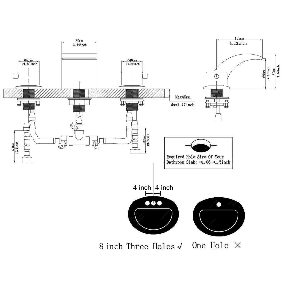 8 in Waterfall Bathroom Faucet With Led Light Rubbed Bronze - buyfaucet.com