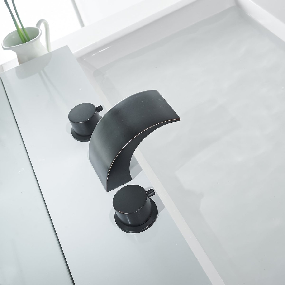 8 in Waterfall Bathroom Faucet With Led Light Rubbed Bronze - buyfaucet.com