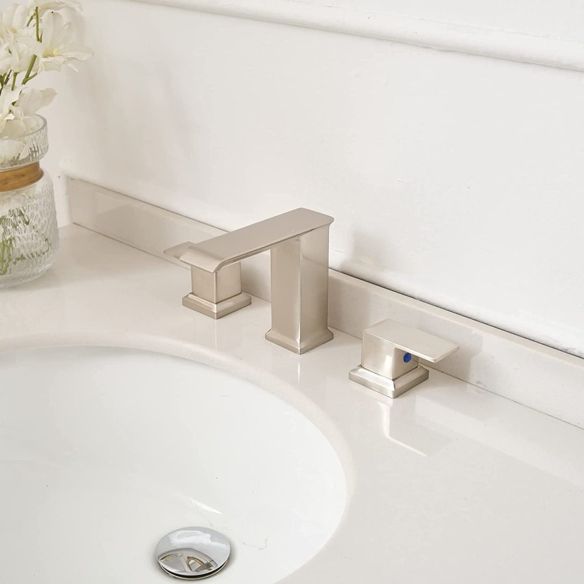 8 in Waterfall Widespread 2-Handle Bathroom Faucet Nickel - buyfaucet.com