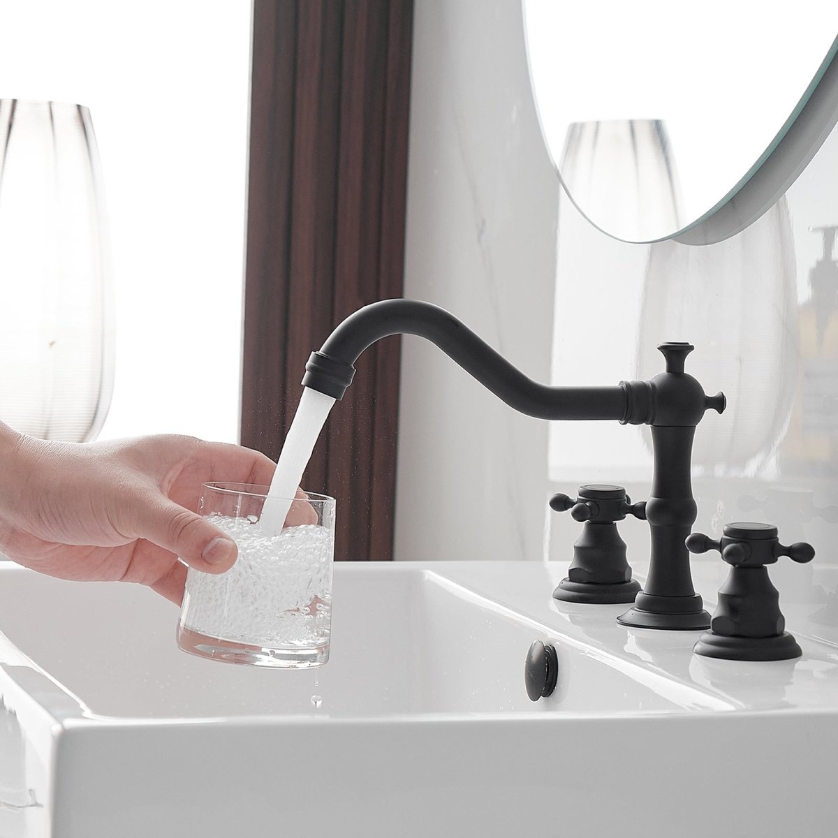 8 in. Widespread 2-Handle 3-Hole Bathroom Faucet Black - buyfaucet.com